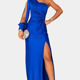 Vestido Asimétrico Drapado de Un Hombro Charlotte