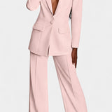 Conjunto de Blazer Ajustado y Pantalones de Pierna Ancha Marnie