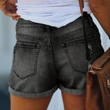 Shorts de mezclilla rasgados para mujeres
