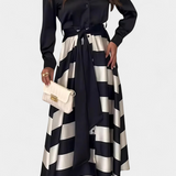 Vestido Camisero Largo a Rayas Nessia con Cinturón
