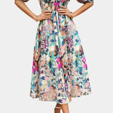 Vestido Midi Floral Georgina con Escote en V