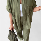 Conjunto de Camisa y Pantalones de Algodón y Lino Lani