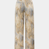 Pantalones Rectos de Cintura Alta Inna con Estampado de Mármol