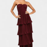 Vestido de Volantes de Junio con Escote en Forma de Corazón y Silueta en Capas