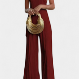 Conjunto Pilarica con Top Halter Asimétrico y Pantalones Fluidos