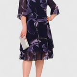 Vestido Chiffon Shriley con Estampado de Remolino Midnight y Silueta Fluida