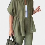 Conjunto de Camisa y Pantalones de Algodón y Lino Lani