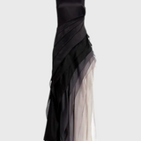 Vestido Ombre Capas Angela con Cuello Barco y Silueta Fluida