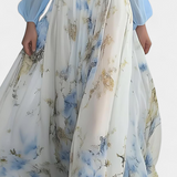 Vestido Largo Eliane con Estampado Floral y Escote en V Profundo