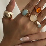 Conjunto de Anillos Abiertos con Rhinestones