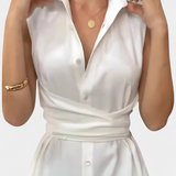 Vestido Camisa Meryl con Botones y Cinturón Ajustable