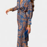 Vestido Maxi Elara con Escote en V y Nudo Frontal