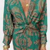 Vestido Maxi Elara con Escote en V y Nudo Frontal