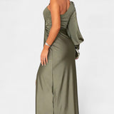 Vestido Asimétrico Drapado de Un Hombro Charlotte