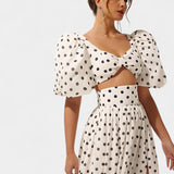Conjunto de Falda y Top con Lunares Sherine y Mangas Abullonadas