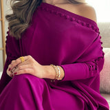 Vestidos Maxis Sólidos de Color con Botones Sueltos H-Line
