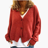 Cárdigan de punto para mujer con botones, escote en V y mangas largas
