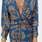 Vestido Maxi Elara con Escote en V y Nudo Frontal