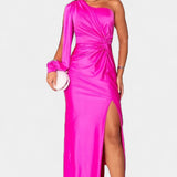 Vestido Asimétrico Drapado de Un Hombro Charlotte