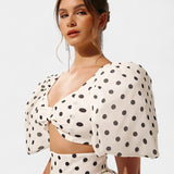 Conjunto de Falda y Top con Lunares Sherine y Mangas Abullonadas