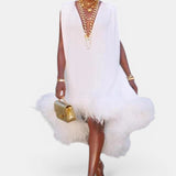 Vestido de Mujer | Diseño de Plumas Midi