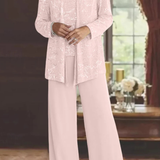 Miriam | Traje de Pantalón de Tres Piezas con Chaqueta de Encaje y Lentejuelas para Mujeres