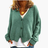 Cárdigan de punto para mujer con botones, escote en V y mangas largas