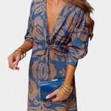 Vestido Maxi Elara con Escote en V y Nudo Frontal