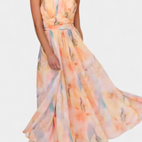 Vestido Alaia de Estampado Acuarela con Cuello Halter