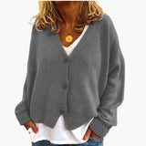 Cárdigan de punto para mujer con botones, escote en V y mangas largas