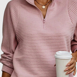 Jersey Helene con escote en V, cremallera y mangas largas