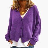 Cárdigan de punto para mujer con botones, escote en V y mangas largas