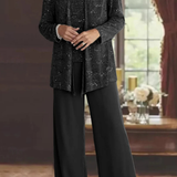 Miriam | Traje de Pantalón de Tres Piezas con Chaqueta de Encaje y Lentejuelas para Mujeres