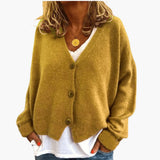 Cárdigan de punto para mujer con botones, escote en V y mangas largas