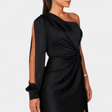 Vestido Asimétrico Drapado de Un Hombro Charlotte