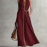 Vestido largo mujer lino sin mangas – vestido fluido elegante verano