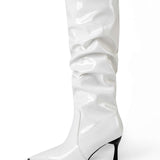 Botas de Cuero Sintético con Pliegues y Punta Afiliada