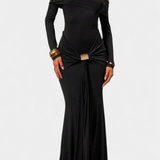 Vestido Maxi Kiah Off-Shoulder con Silueta de Sirena