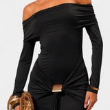 Vestido Maxi Kiah Off-Shoulder con Silueta de Sirena