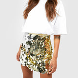 Falda Mini Veena con Lentejuelas en Negro, Dorado o Plateado