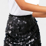 Falda Mini Veena con Lentejuelas en Negro, Dorado o Plateado