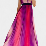 Vestido Cecilia Plisado con Espalda Abierta y Estampado en Degradé