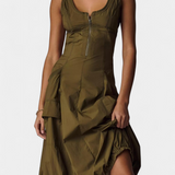 Vestido Midi Katana con dobladillo burbuja y corsé ajustado