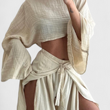 Conjunto Elsie Fluid con Kimono y Pantalones Cruzados