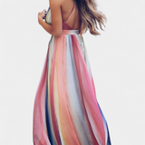 Vestido de Rayas Multicolor Gretchen con Escote en V