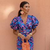 Vestido primavera mujer escote V con mangas abullonadas – estilo elegante femenino