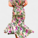 Vestido Largo Alondra con Estampado Floral de Fantasía y Escote en V