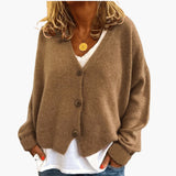 Cárdigan de punto para mujer con botones, escote en V y mangas largas
