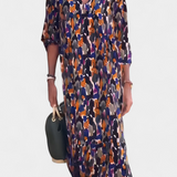 Vestido Teodora Retro con Escote en V y Mangas Abullonadas