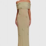 Vestido Maxi de Punto Off-Shoulder Barbara
